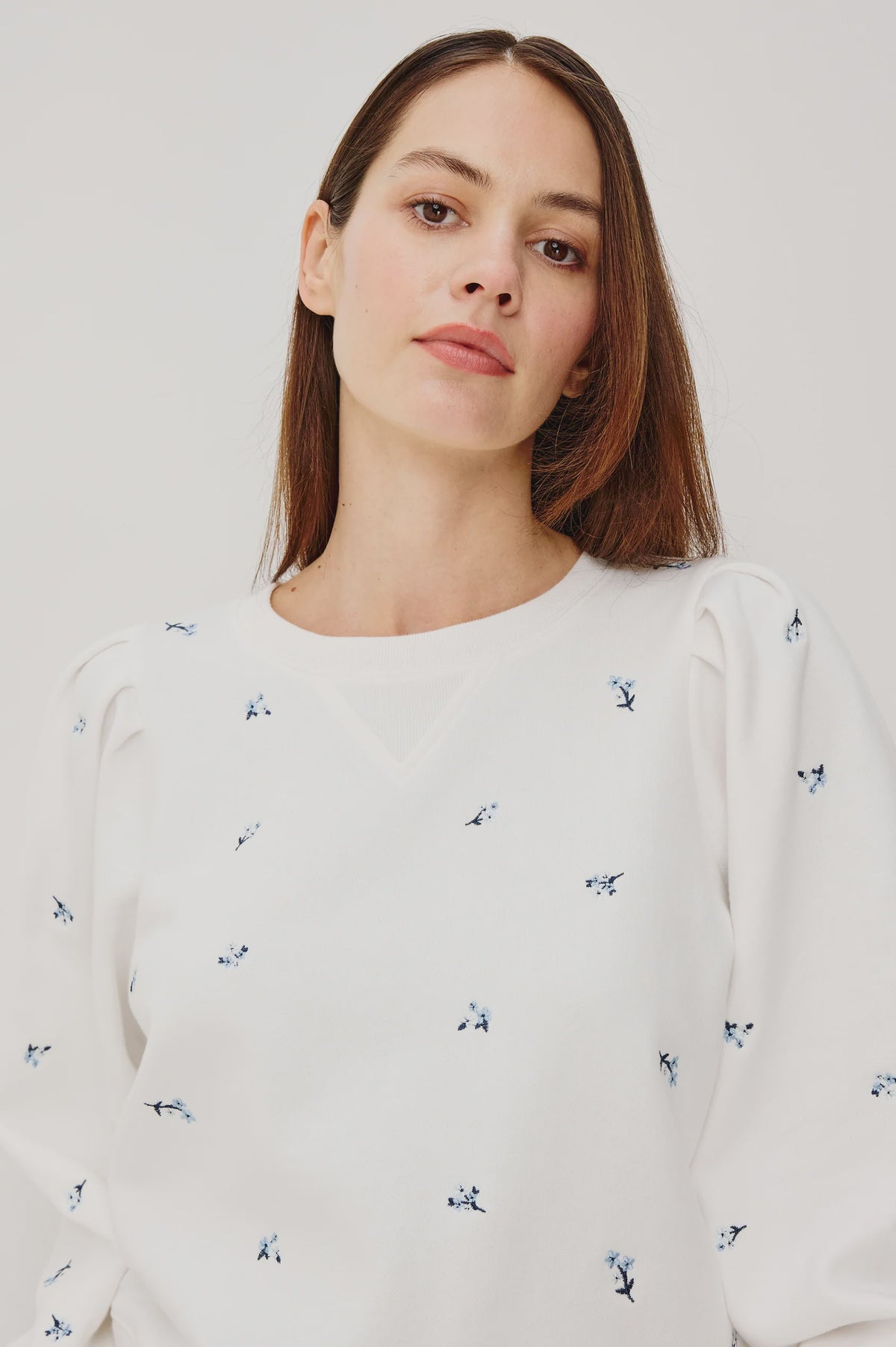 Tiffany Top in Embroidered Blue Iris