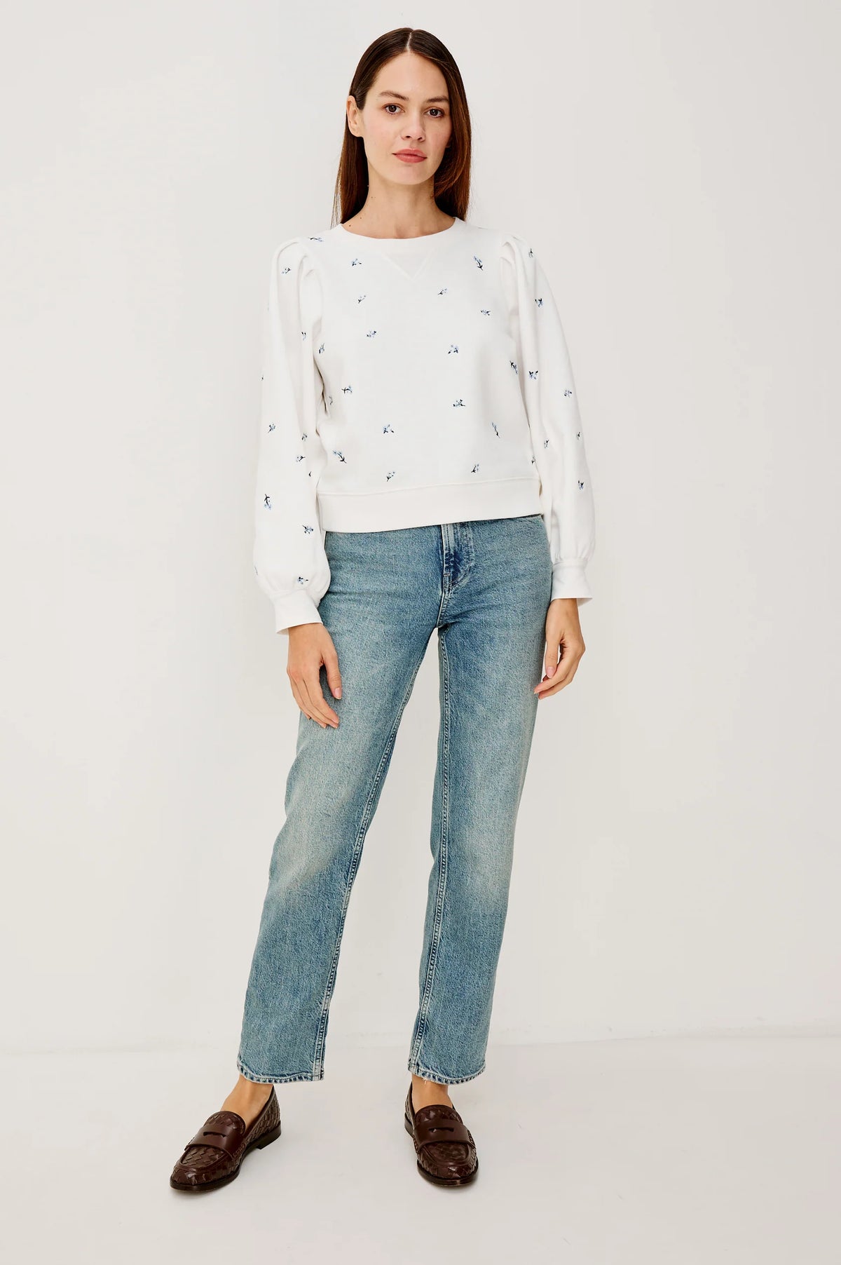 Tiffany Top in Embroidered Blue Iris