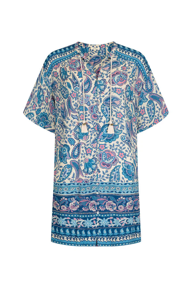 Marmont Flutter Tunic Dress in Lapis